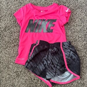 Nike Hot Pink Tee and Black Graphic Shorts